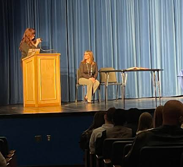 NHS President Angelina Holtzberger gives opening speech